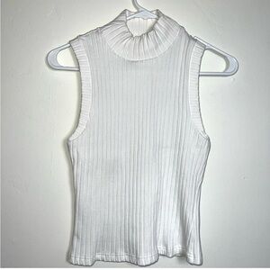 Varley Ribbed Calder High Neck Tank XS Womens White Sleeveless Top
